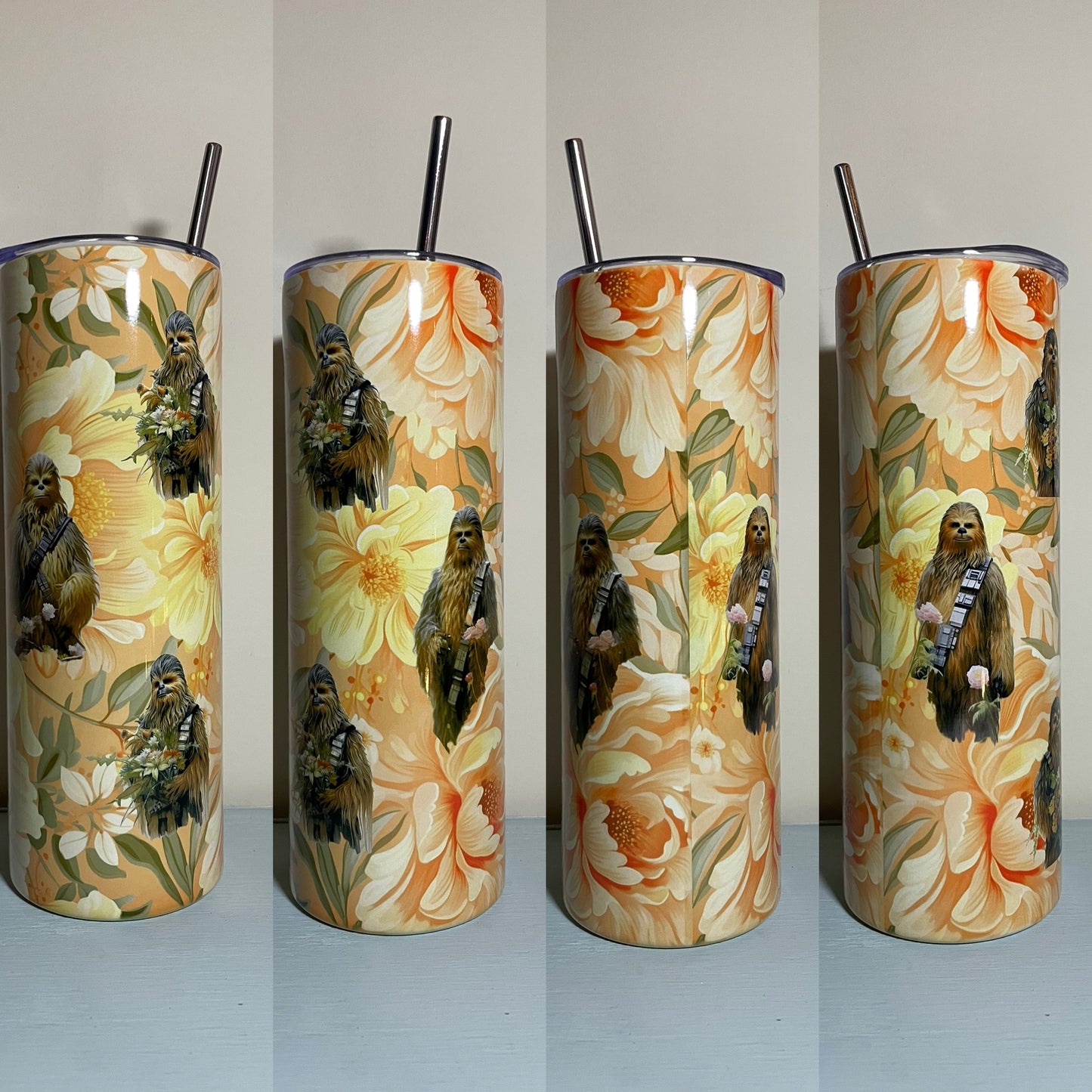 Star Wars Vintage Wookie Floral Tumbler Peach Flowers