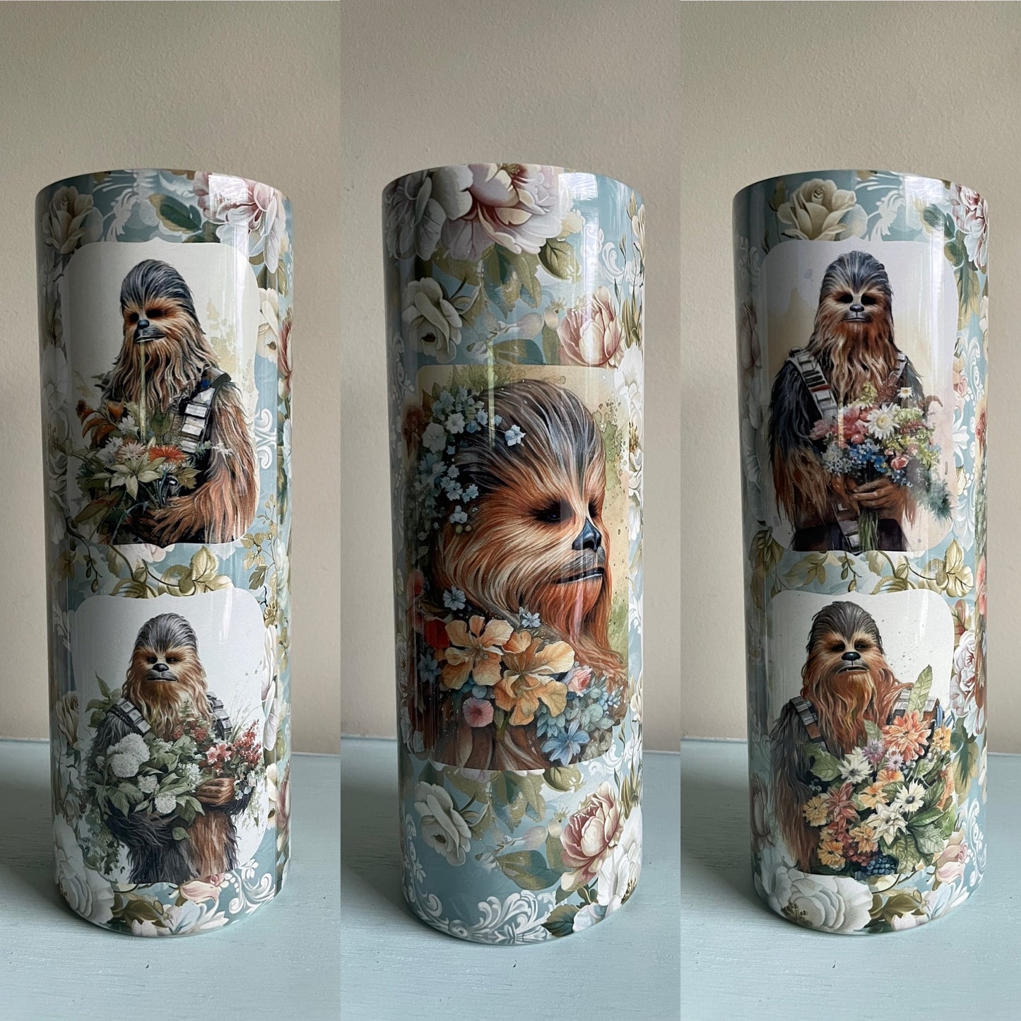 Star Wars Vintage Wookie Floral Tumbler Vintage Blue