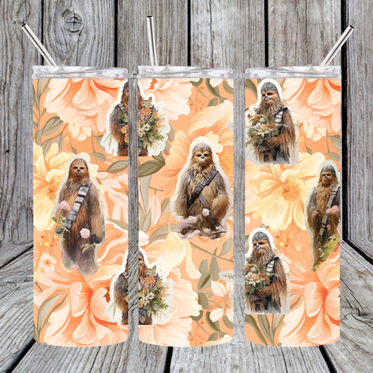 Star Wars Vintage Wookie Floral Tumbler Peach Flowers